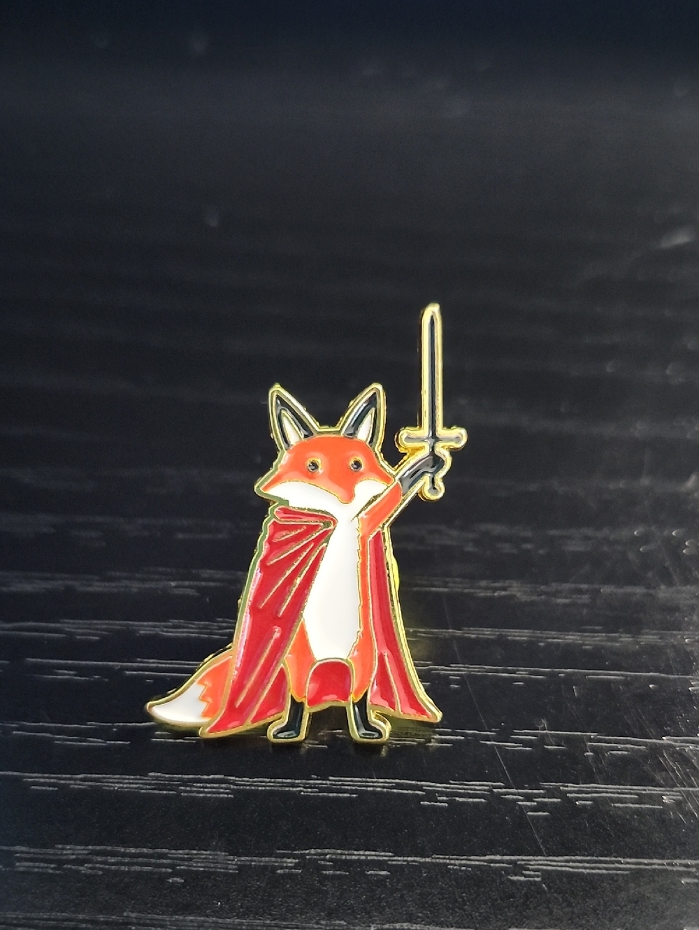 Red Fox Knight Enamel Brooch Pin - Unbranded